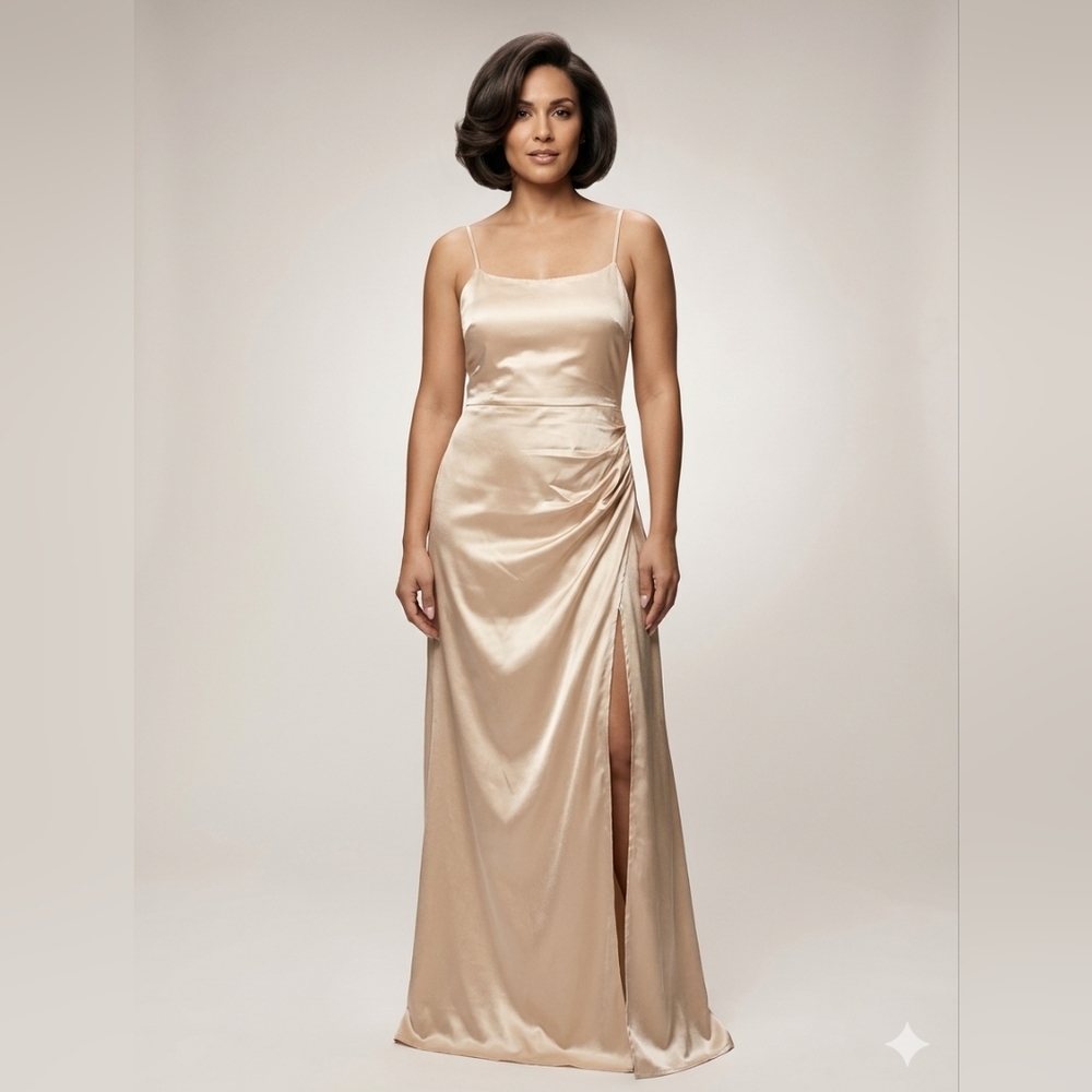 Satin Slip Evening Dress in Champagne